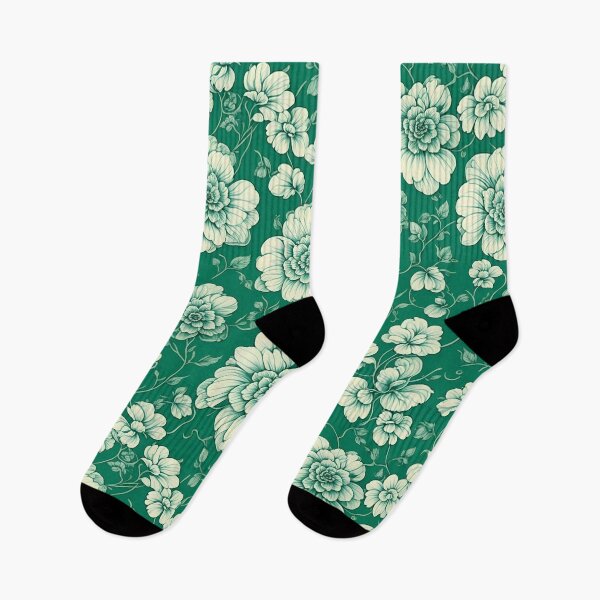 Item preview, emerald green, big, glassy repeating flower pattern designed and sold by flashyflowers.