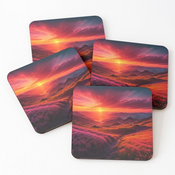 Item preview, A Mesmerizing Summer Landscape Where A Vibrant Sunset Sets, Ai Generated Art designed and sold by AiGens.