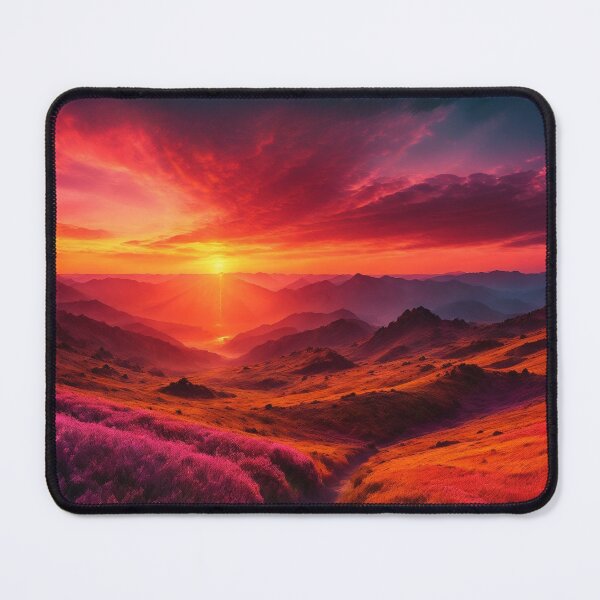 Item preview, A Mesmerizing Summer Landscape Where A Vibrant Sunset Sets, Ai Generated Art designed and sold by AiGens.