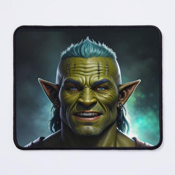 Item preview, blue hair orc portrait designed and sold by kompiuterizmas.