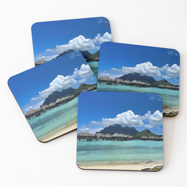 Item preview, Water Bungalows - Bora Bora Poster designed and sold by ryanstravels.