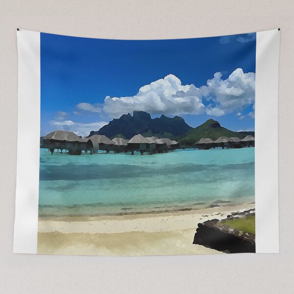 Item preview, Water Bungalows - Bora Bora Poster designed and sold by ryanstravels.
