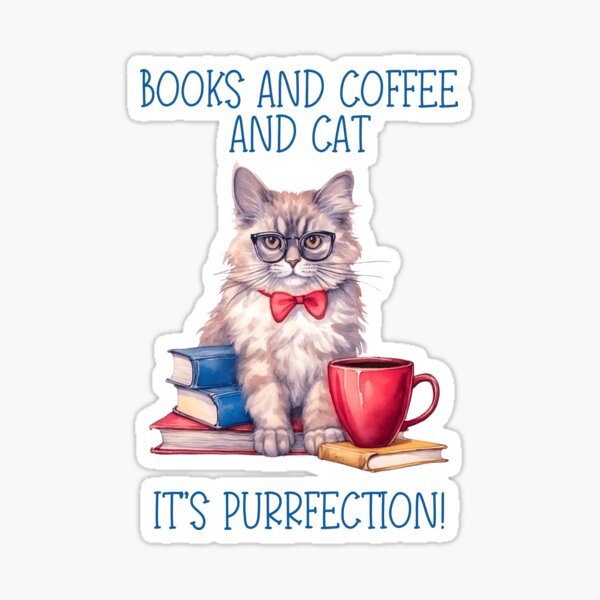 Artikel-Vorschau von Bücher und Kaffee und Katze, designt und verkauft von Grafstan.