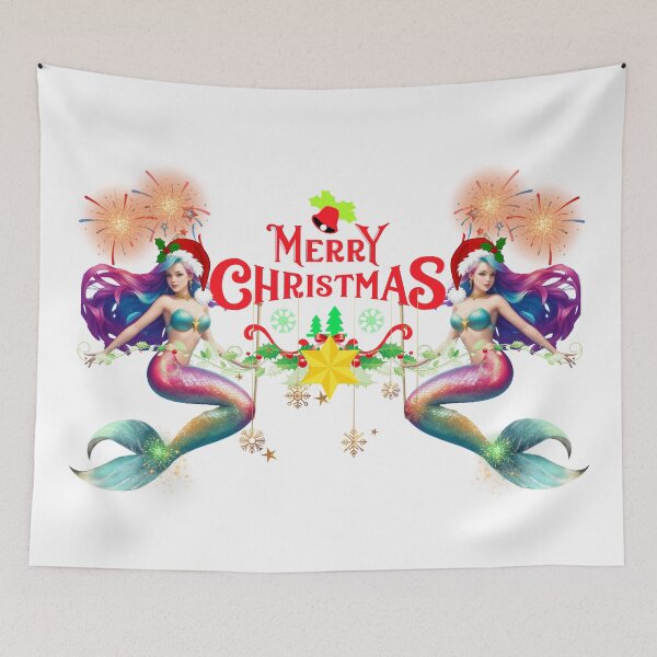 Item preview, Sirenas Merfolk Sirenas Blancas Feliz Navidad designed and sold by SirenasWorld.