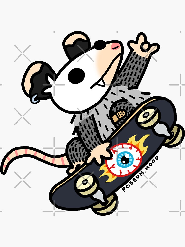 Thumbnail 3 of 3, Sticker, skatin designed and sold by possum-mood.