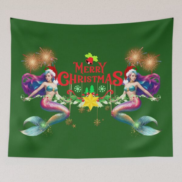 Item preview, Sirenas Ondine Verde Merfolk Sirenas Feliz Navidad designed and sold by SirenasWorld.
