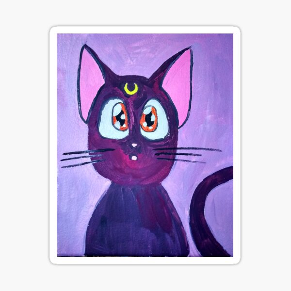 Moon Cat - Black Half Moon Sailor Mom Gift Perls' Sticker