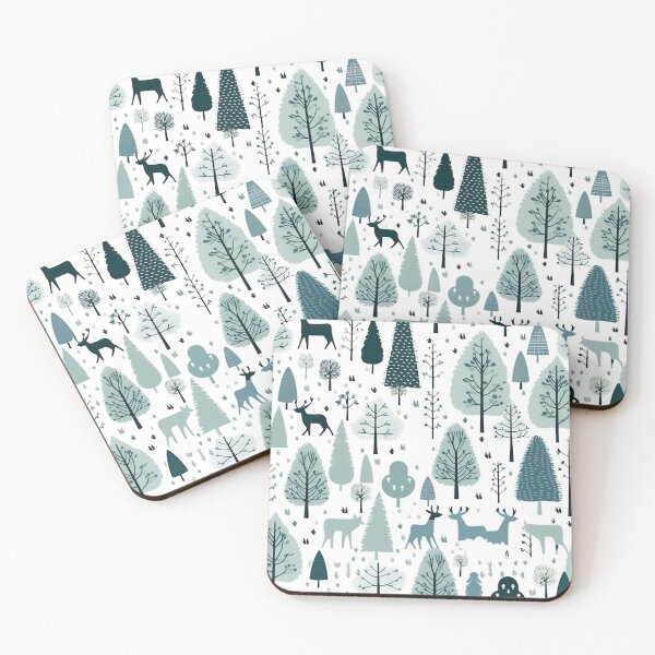 Item preview, Forest Deers Green White Pattern designed and sold by Aelbrn.