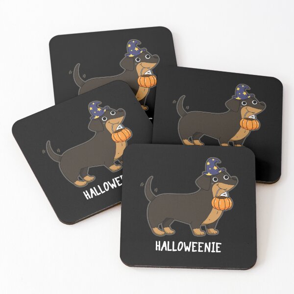 Item preview, Halloweenie Funny Halloween Dog Puns (Dark BG) designed and sold by punnybone.