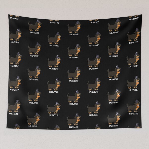 Item preview, Halloweenie Funny Halloween Dog Puns (Dark BG) designed and sold by punnybone.