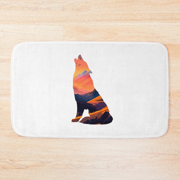 Item preview, Howling wolf, silhouette of howling wolf with a nice mountain landscape designed and sold by landscapeworlds.