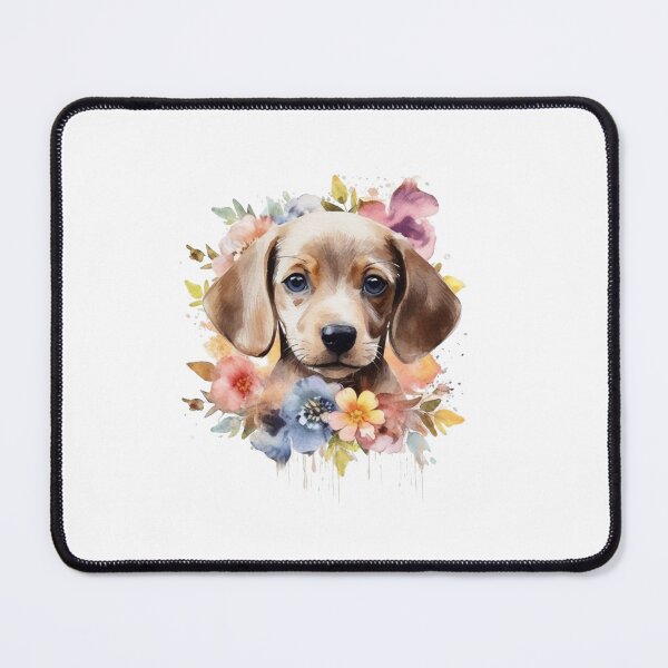 Item preview, cute baby dog watercolor floral clipart dog lover graphics t-shirt cute clip art transparent PNG printable clipart designed and sold by OKR1M.