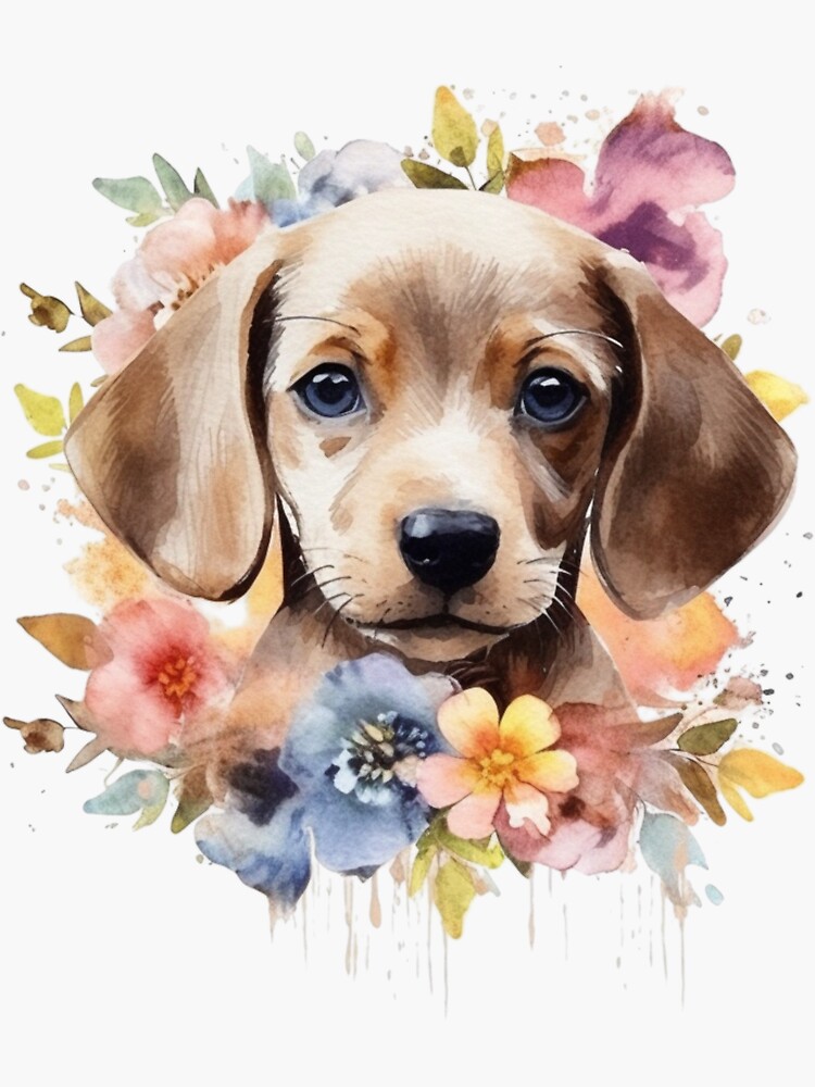 Entzückende Haustierdekoration: Kleiner weißer Hund in lila Blumen PNG  online herunterladen – Creative Fabrica