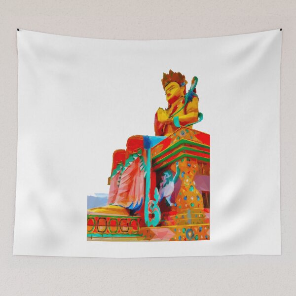 Item preview, Buddha Maitreya statue in Diskit Gompa. Image created using geometric shapes designed and sold by EdgyEdgeArt.