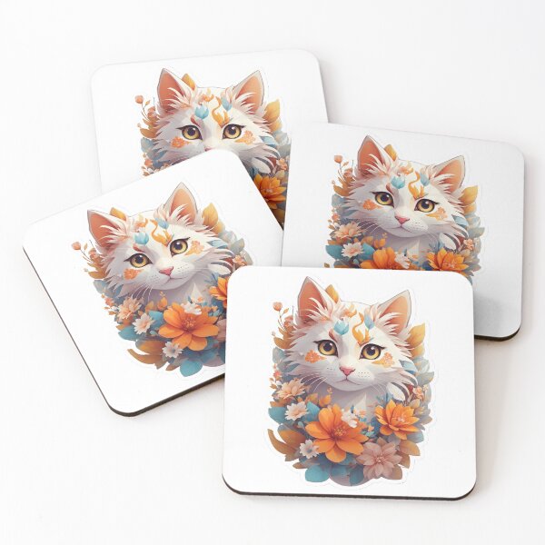 Artikelvorschau, Katze mit Blumenaufkleber entworfen und verkauft von Dineshjangra.
