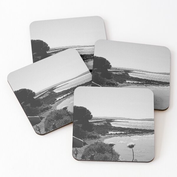 Item preview, beach side landscape black and white designed and sold by HipButik.