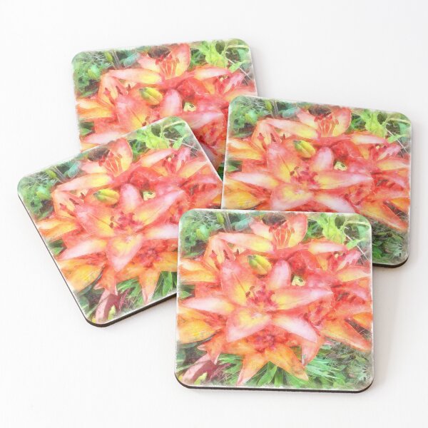 Item preview, Helen's Coral Colored Lilies Watercolor  designed and sold by taiche.
