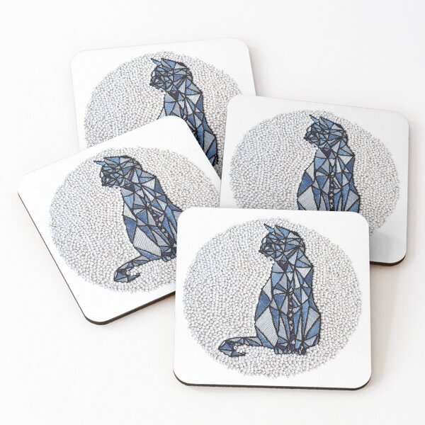 Item preview, Blue Geometric Cat Hand Embroidery designed and sold by OCNau.