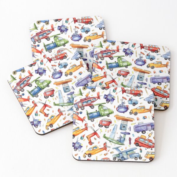 Item preview, Cute Toy Cars, Airplanes, Helicopters, Drones in Watercolor – First Day of School designed and sold by ignasirus.