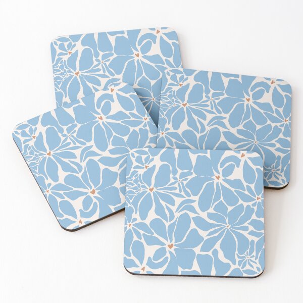 Item preview, flower market print in pastel blue designed and sold by cadinera.