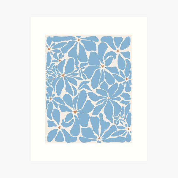 Item preview, flower market print in pastel blue designed and sold by cadinera.