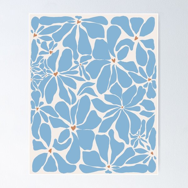 Item preview, flower market print in pastel blue designed and sold by cadinera.