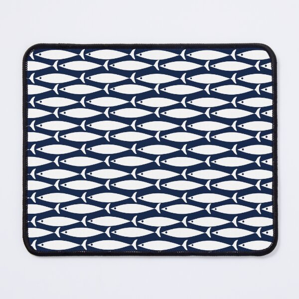 Item preview, Mid Century Modern Fish Pattern in Nautical Navy Blue and White designed and sold by kierkegaard.
