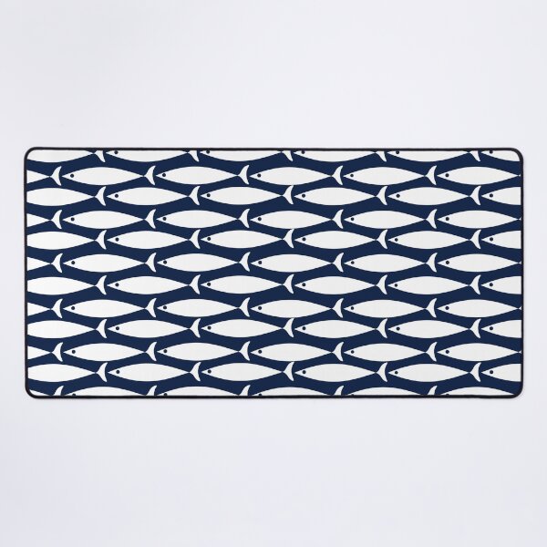 Item preview, Mid Century Modern Fish Pattern in Nautical Navy Blue and White designed and sold by kierkegaard.