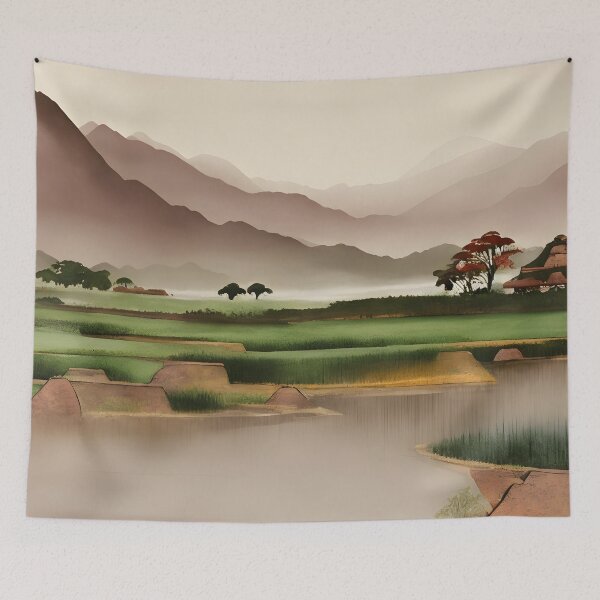 Item preview, Watercolor Country Village  - Chinese Painting designed and sold by joejiing.