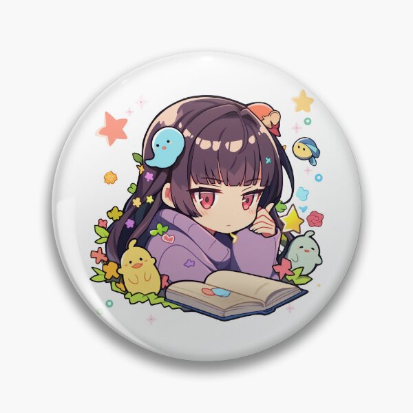 Item preview, Cute Kawaii Girl Reading a Book designed and sold by CozyKawaiiArt.