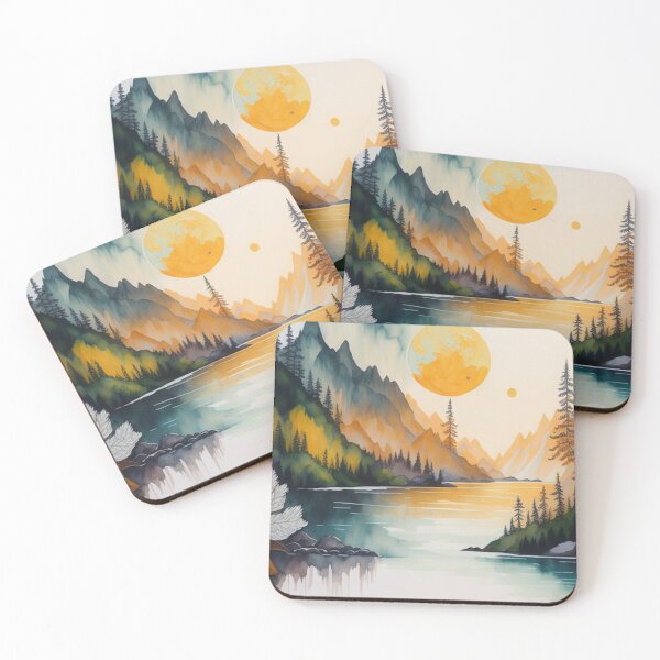 Item preview, Hermosa pintura de acuarela de paisaje natural colorido diseño gráfico de arte digital designed and sold by Meena-tta.