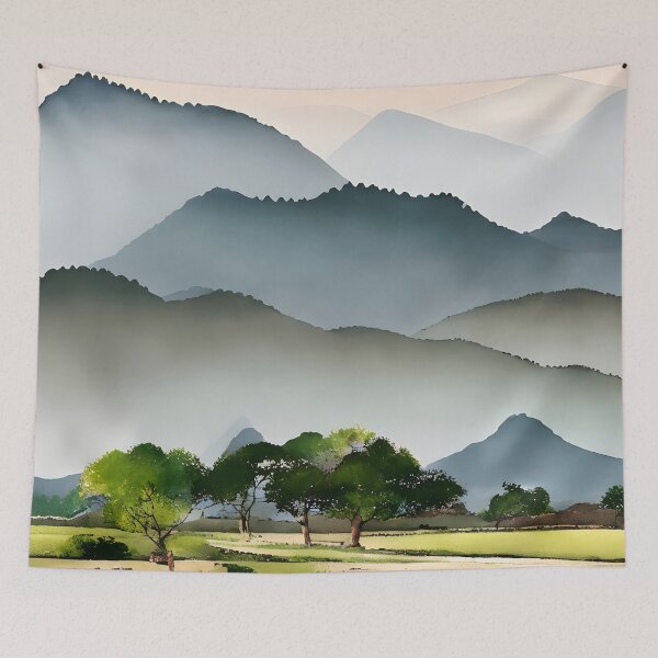 Item preview, Layered Mountain Forest Park  - Chinese Painting designed and sold by joejiing.