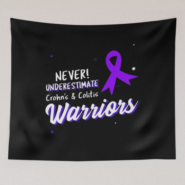 Item preview, Never underestimate Crohns and Colitis warriors! purple ribbon  designed and sold by Rodayna Elnaggar.