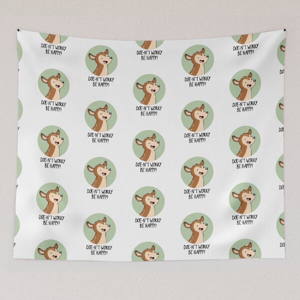 Item preview, Doe-nt Worry Be Happy Funny Deer Puns  designed and sold by punnybone.