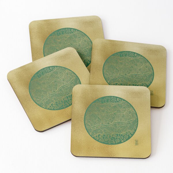 Item preview, The Library - Green and Gold Doodle Art designed and sold by TandBB.