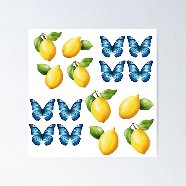 Item preview, African Blue Pansy Butterflies And Yellow Lemons Collection designed and sold by PlanetArchive.