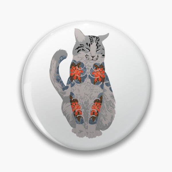 Artikelvorschau, Katze mit Gangster-Blumen-Tattoo entworfen und verkauft von KazbaStudio.