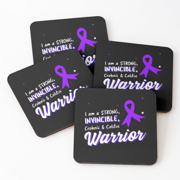 Item preview, I am a strong, invincible Crohns and Colitis warrior! purple ribbon  designed and sold by Rodayna Elnaggar.
