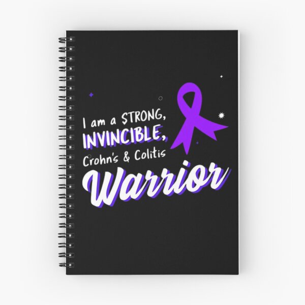 Item preview, I am a strong, invincible Crohns and Colitis warrior! purple ribbon  designed and sold by Rodayna Elnaggar.