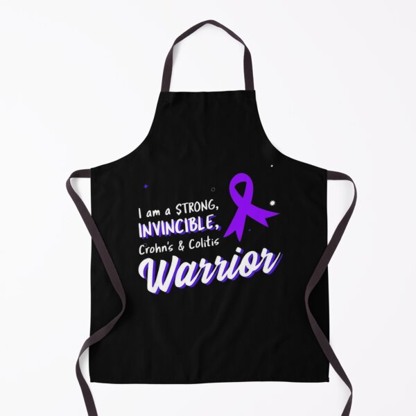 Item preview, I am a strong, invincible Crohns and Colitis warrior! purple ribbon  designed and sold by Rodayna Elnaggar.