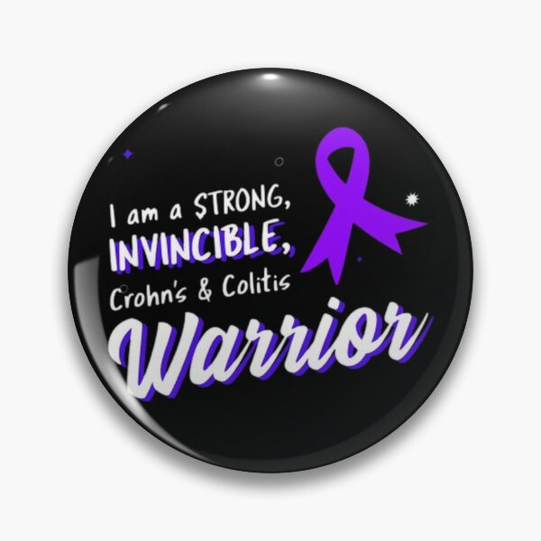 Item preview, I am a strong, invincible Crohns and Colitis warrior! purple ribbon  designed and sold by Rodayna Elnaggar.