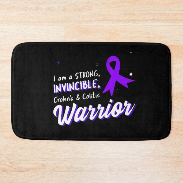 Item preview, I am a strong, invincible Crohns and Colitis warrior! purple ribbon  designed and sold by Rodayna Elnaggar.