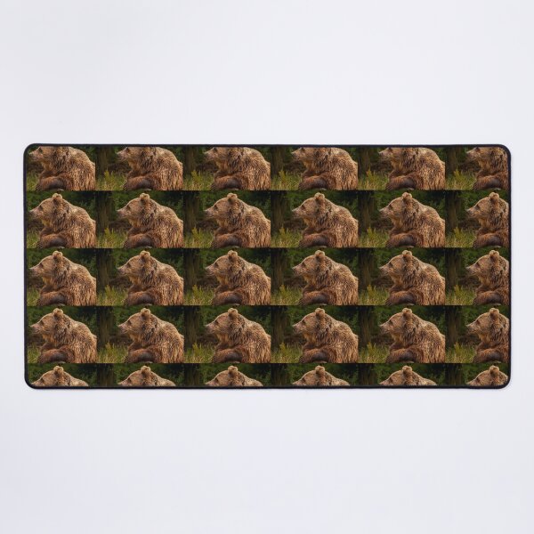 Item preview, Portrait of content brown bear resting on a log designed and sold by bailey-cooper.