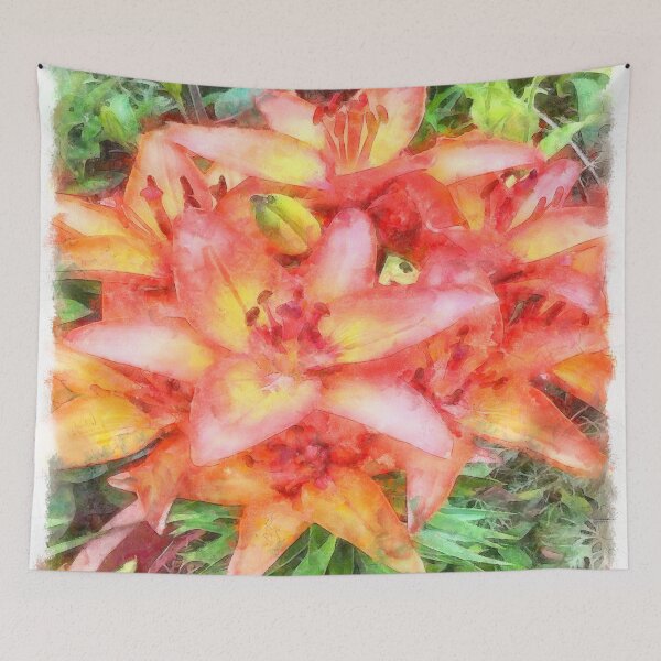 Item preview, Helen's Coral Colored Lilies Watercolor  designed and sold by taiche.