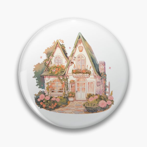 Item preview, Cute House with Flowers in Rustic and Cottagecore Style designed and sold by CozyKawaiiArt.
