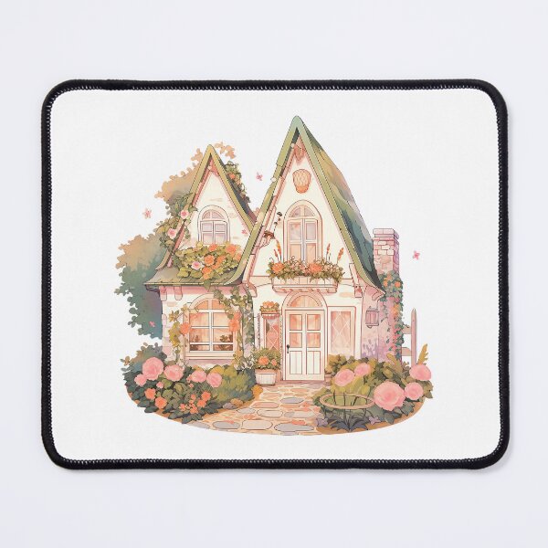 Item preview, Cute House with Flowers in Rustic and Cottagecore Style designed and sold by CozyKawaiiArt.