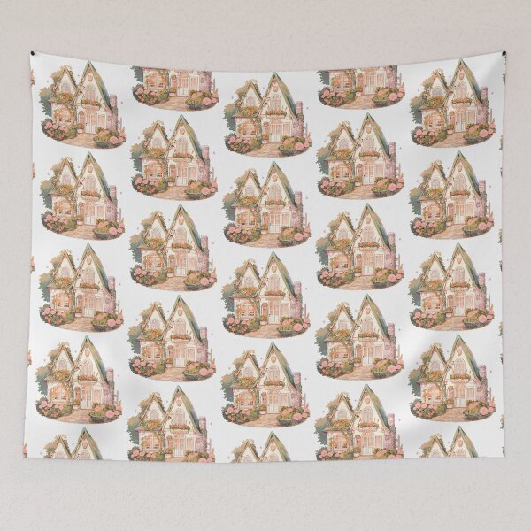 Item preview, Cute House with Flowers in Rustic and Cottagecore Style designed and sold by CozyKawaiiArt.