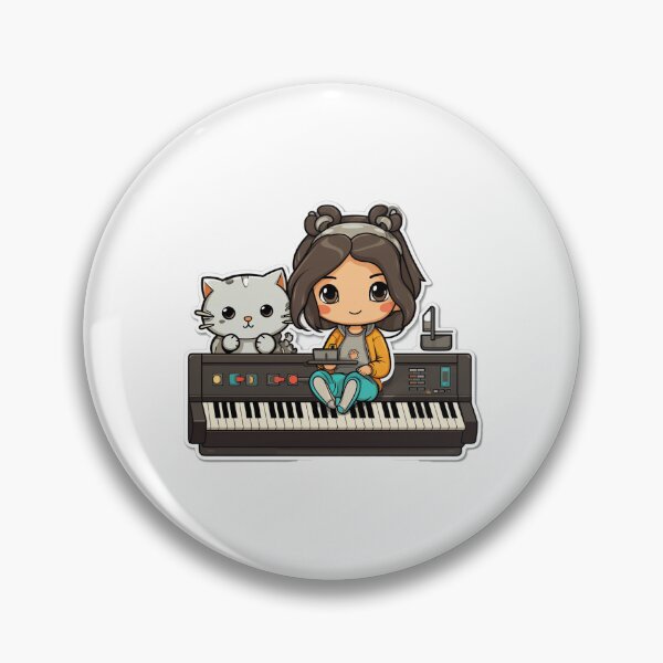 Item preview, gato y sintetizador designed and sold by QuestingCloset.