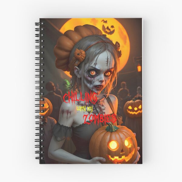 Item preview, Female Zombie holding Pumpkin, Chilling with my Zombies Meme designed and sold by ZanyPaintbrush.