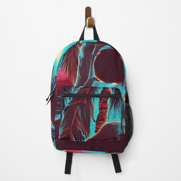 Item preview, Spooky retro vaporwave glitch skull on palm beach designed and sold by TomFrontierArt.